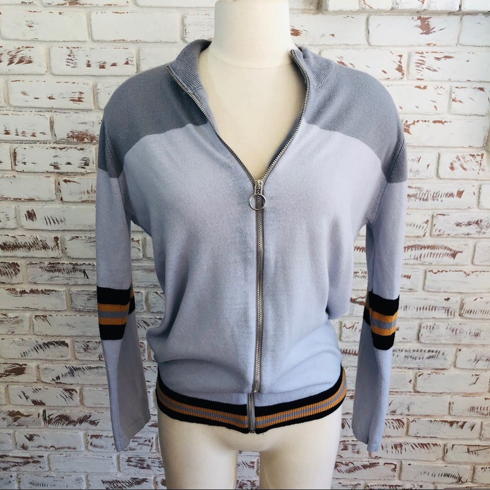 Don’t ask why Cardigan Sweater Silver Zipp Stripes